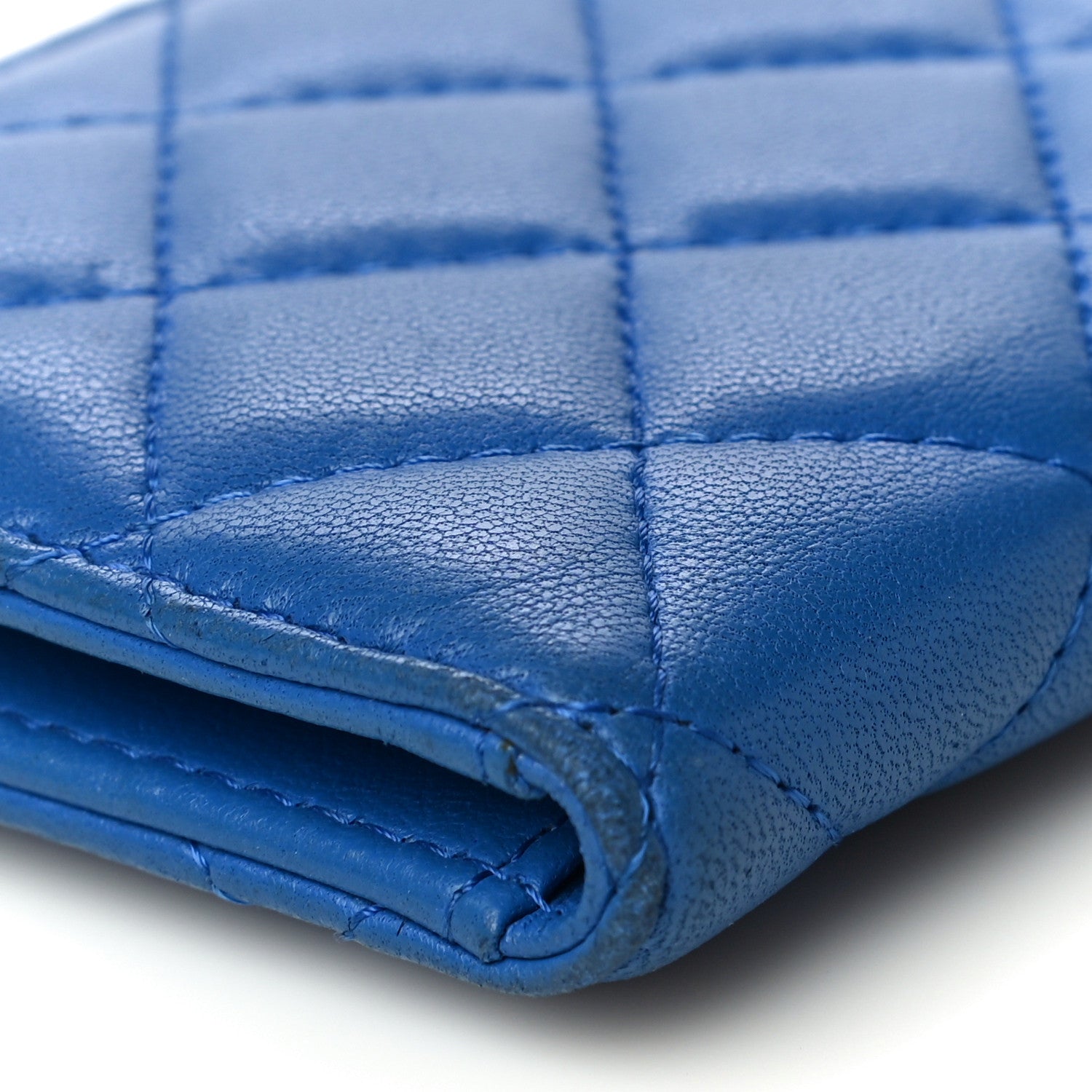 Chanel Lambskin Quilted Card Holder Wallet Blue 10 of 19