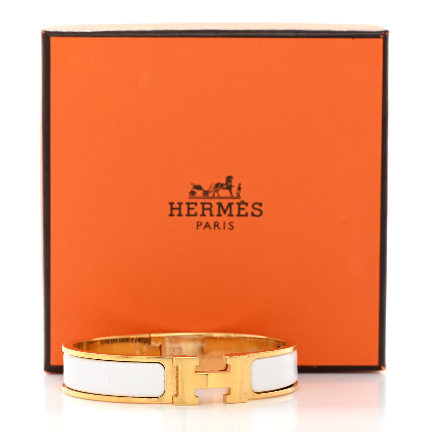 Enamel Narrow Clic Clac H Bracelet PM White
