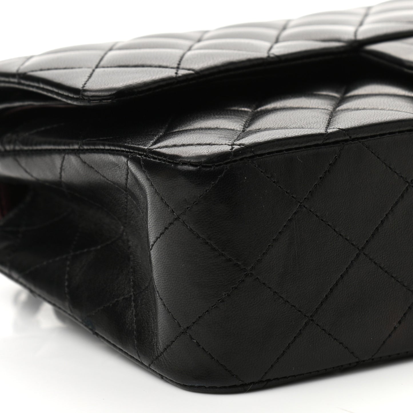 Lambskin Quilted Medium Double Flap Black