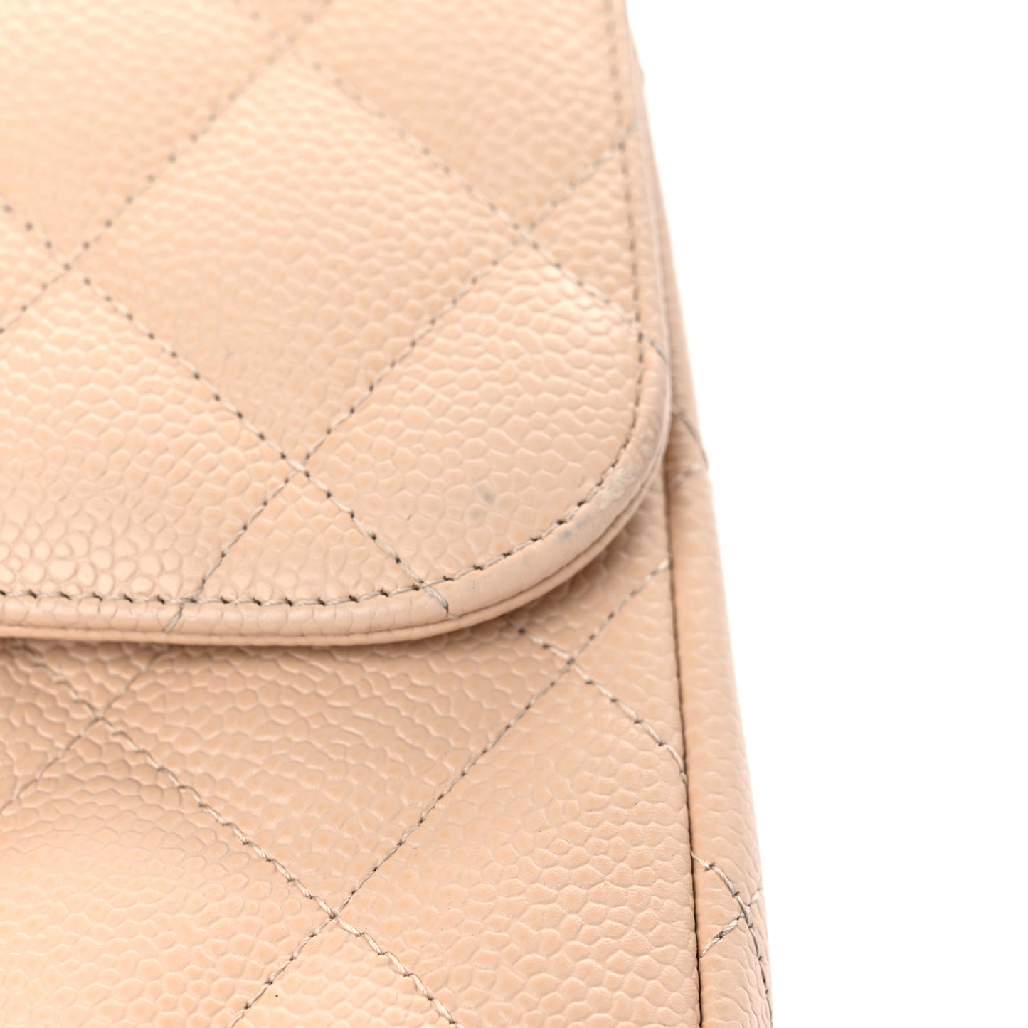 Caviar Quilted Jumbo Double Flap Beige Clair