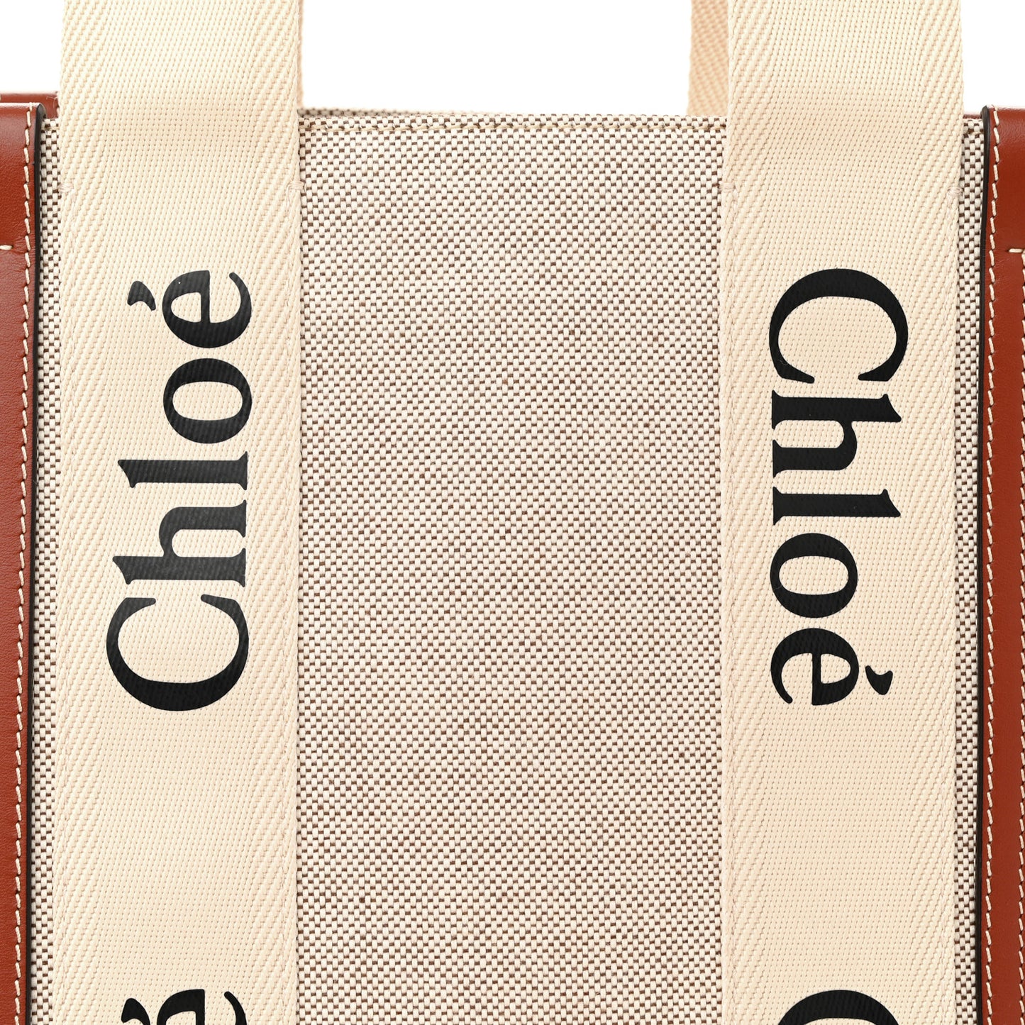 Cotton Calfskin Medium Woody Ribbon Tote White Brown