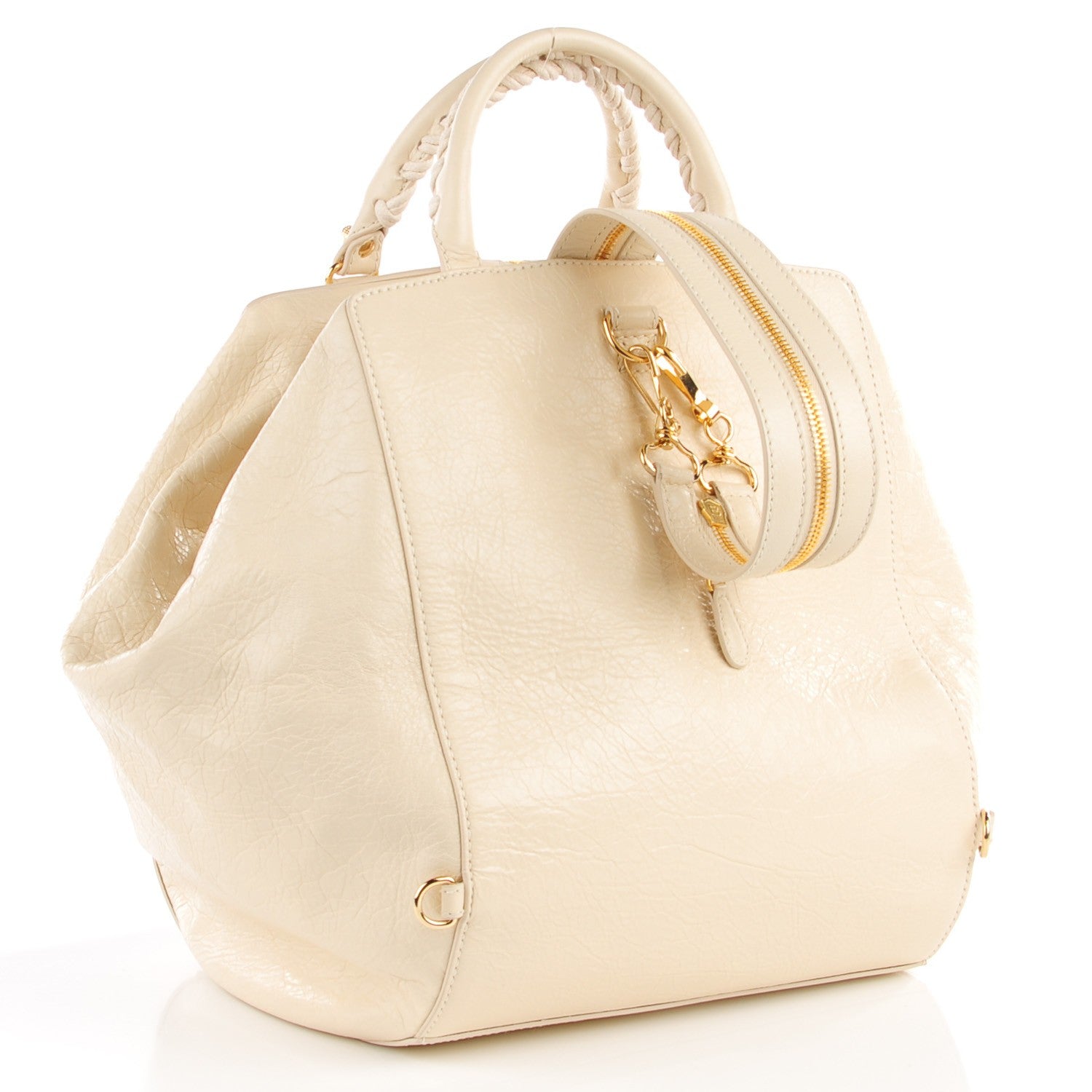 Balenciaga Agneau Giant 12 Gold Hardware Zip Traveler Backpack Blanc Creme Light Craie 3 of 12