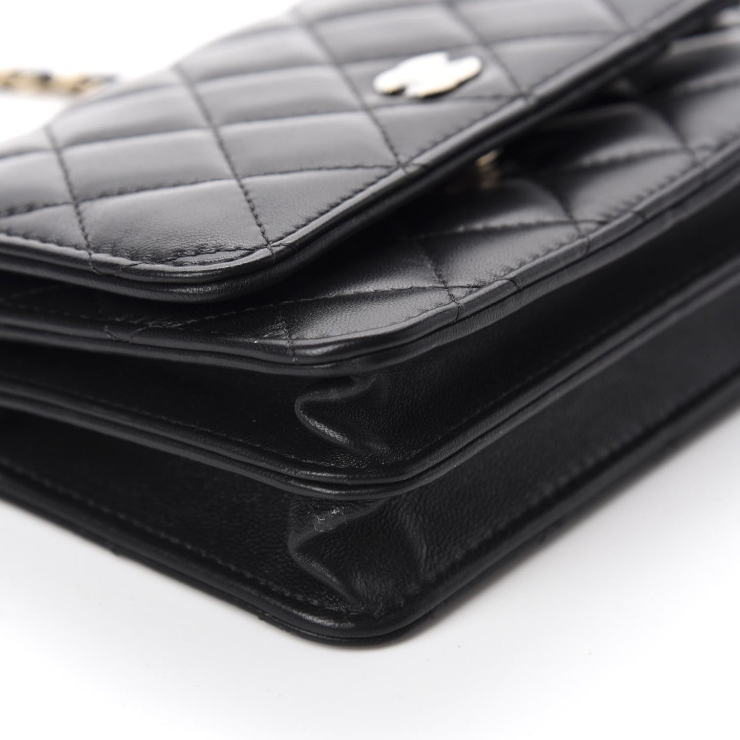 Lambskin Quilted Mini Wallet On Chain WOC Black