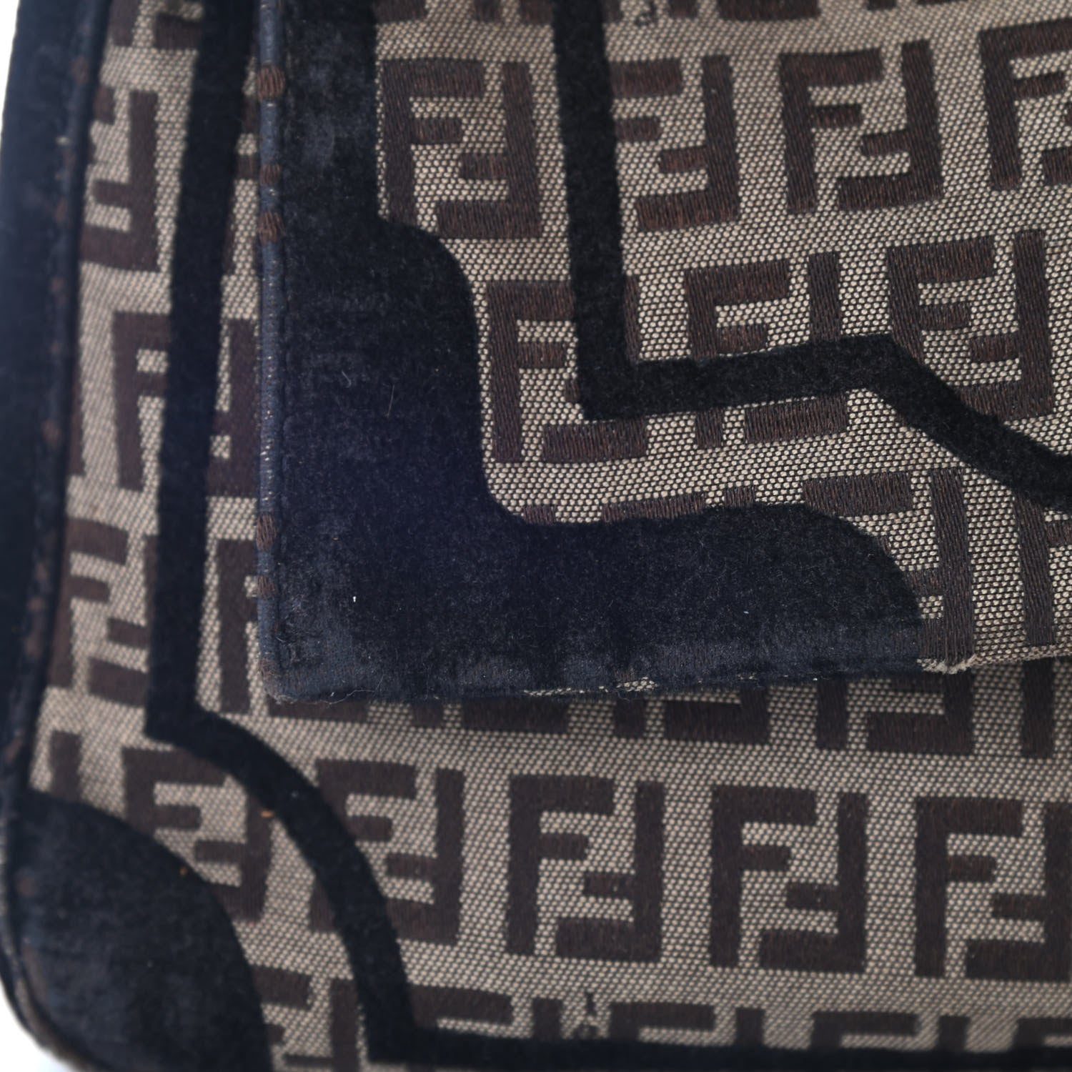 Fendi Zucchino Velvet Vitello Mama Baguette Mogano Panna Black 10 of 14