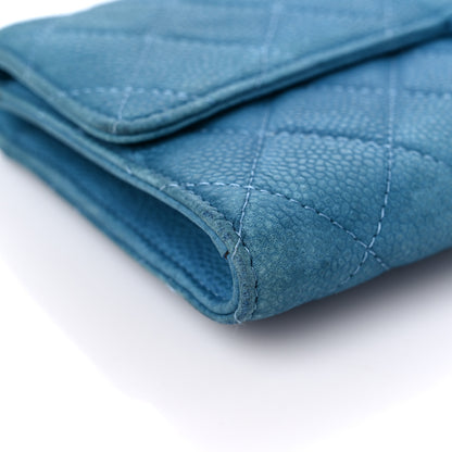 Chanel Iridescent Caviar Quilted Travel Wallet Blue 9 of 21