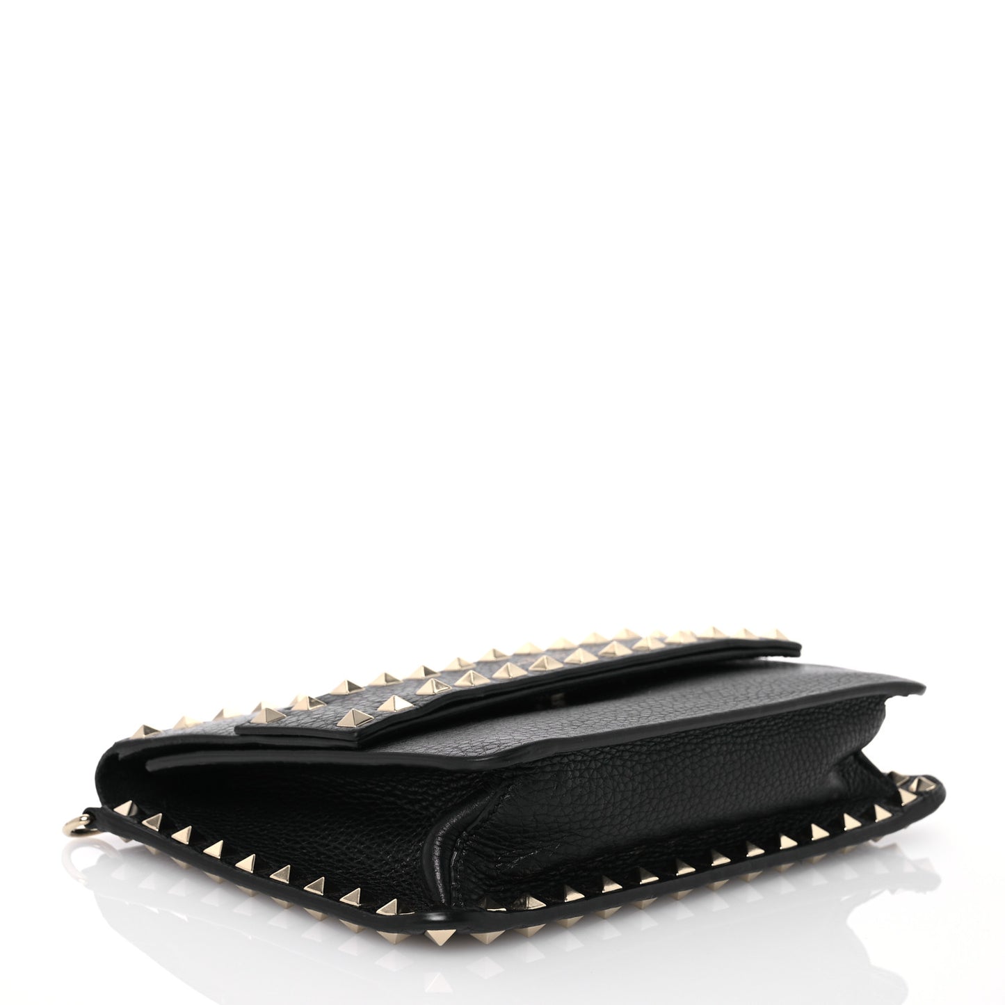 Vitello Rockstud Side Slip Crossbody Black