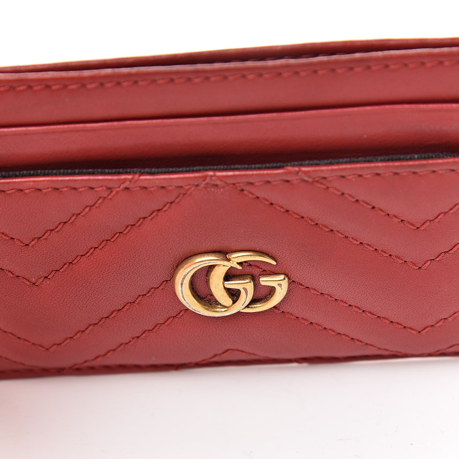 Gucci Calfskin Matelasse GG Marmont Card Holder Hibiscus Red 11 of 11