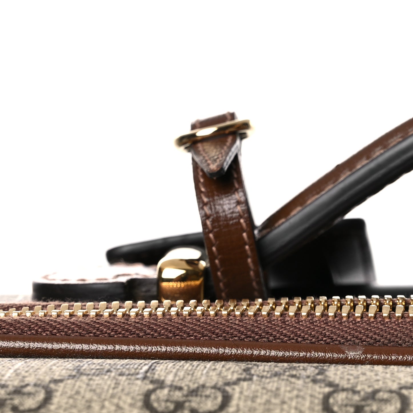 GG Supreme Monogram Azalea Calfskin Retro Interlocking G Small Savoy Cabin Trolley Beige Ebony Brown Sugar