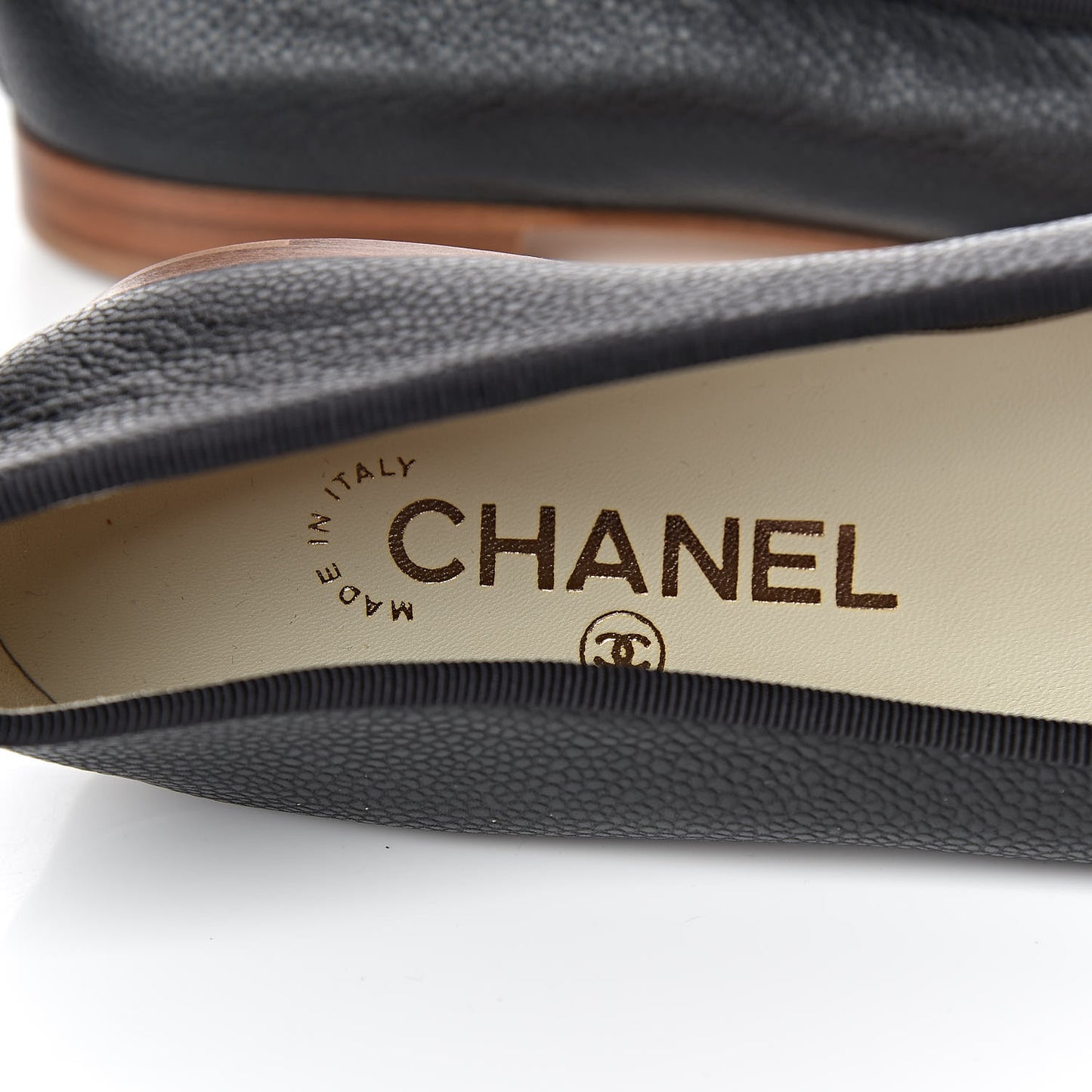 Caviar Cap Toe Ballerina Flats 38 Black