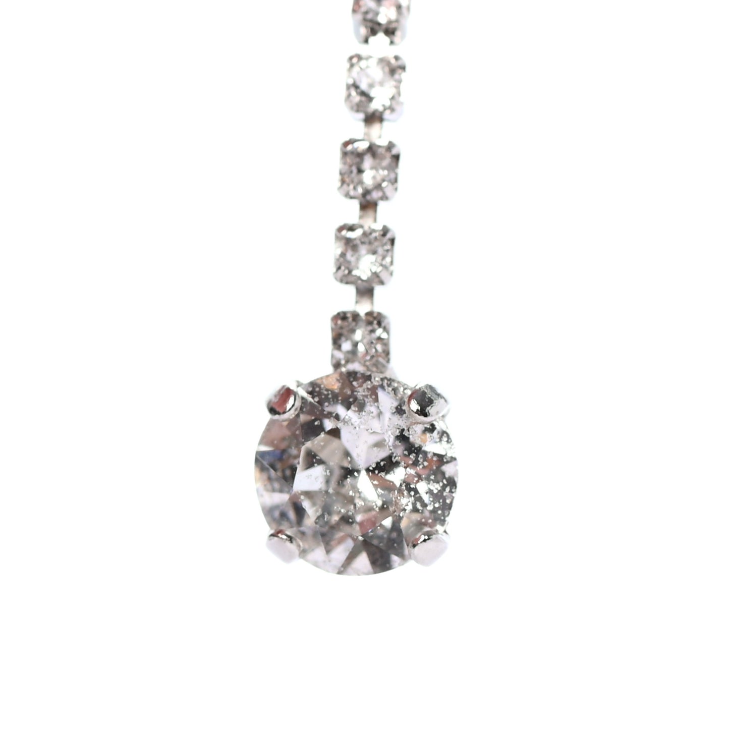 Crystal CC Drop Earrings Silver