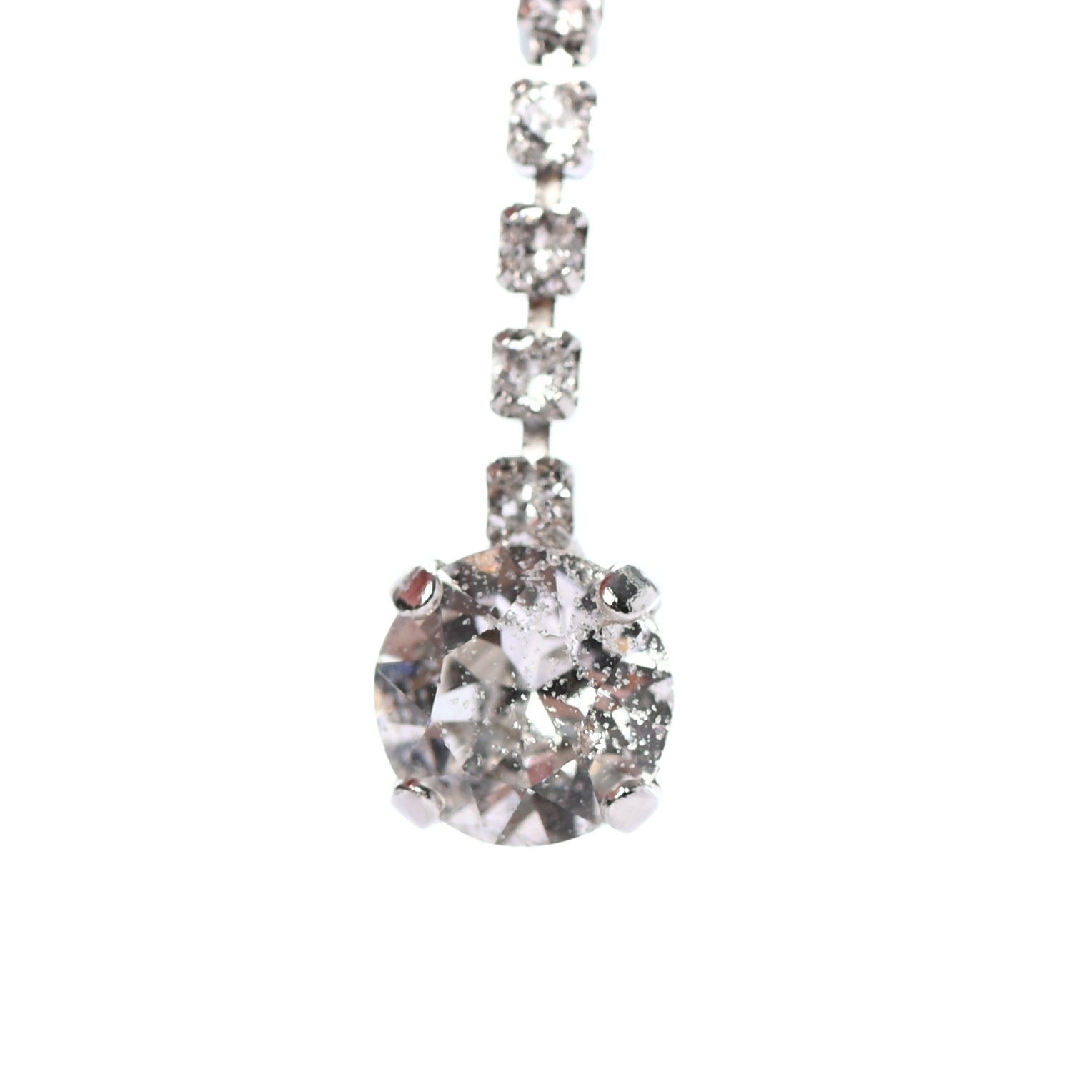 Chanel Crystal CC Drop Earrings Silver 5 of 5