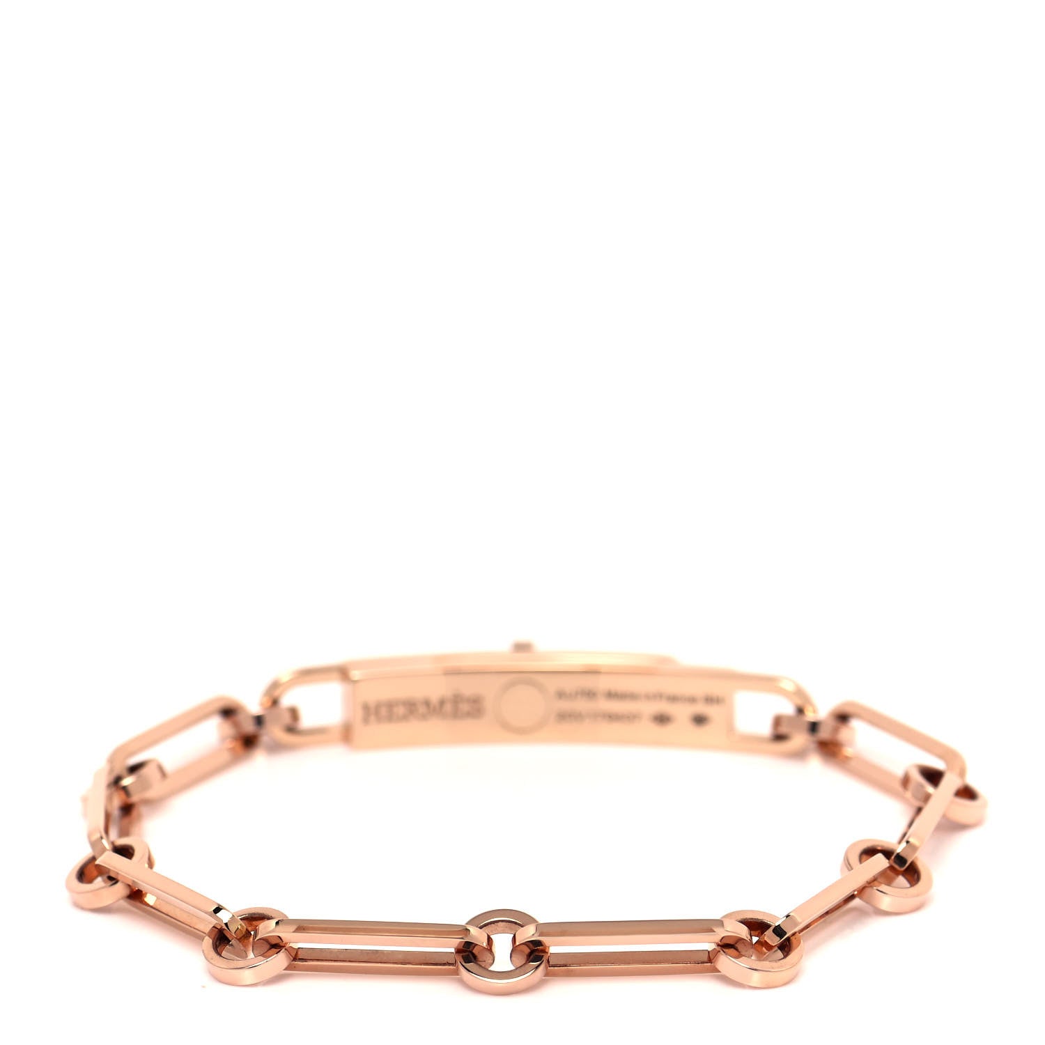 Hermes 18K Rose Gold Diamond Pave PM Kelly Chaine Bracelet SH 3 of 4