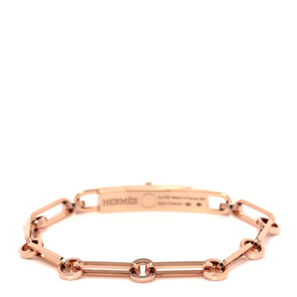Hermes 18K Rose Gold Diamond Pave PM Kelly Chaine Bracelet SH 3 of 4