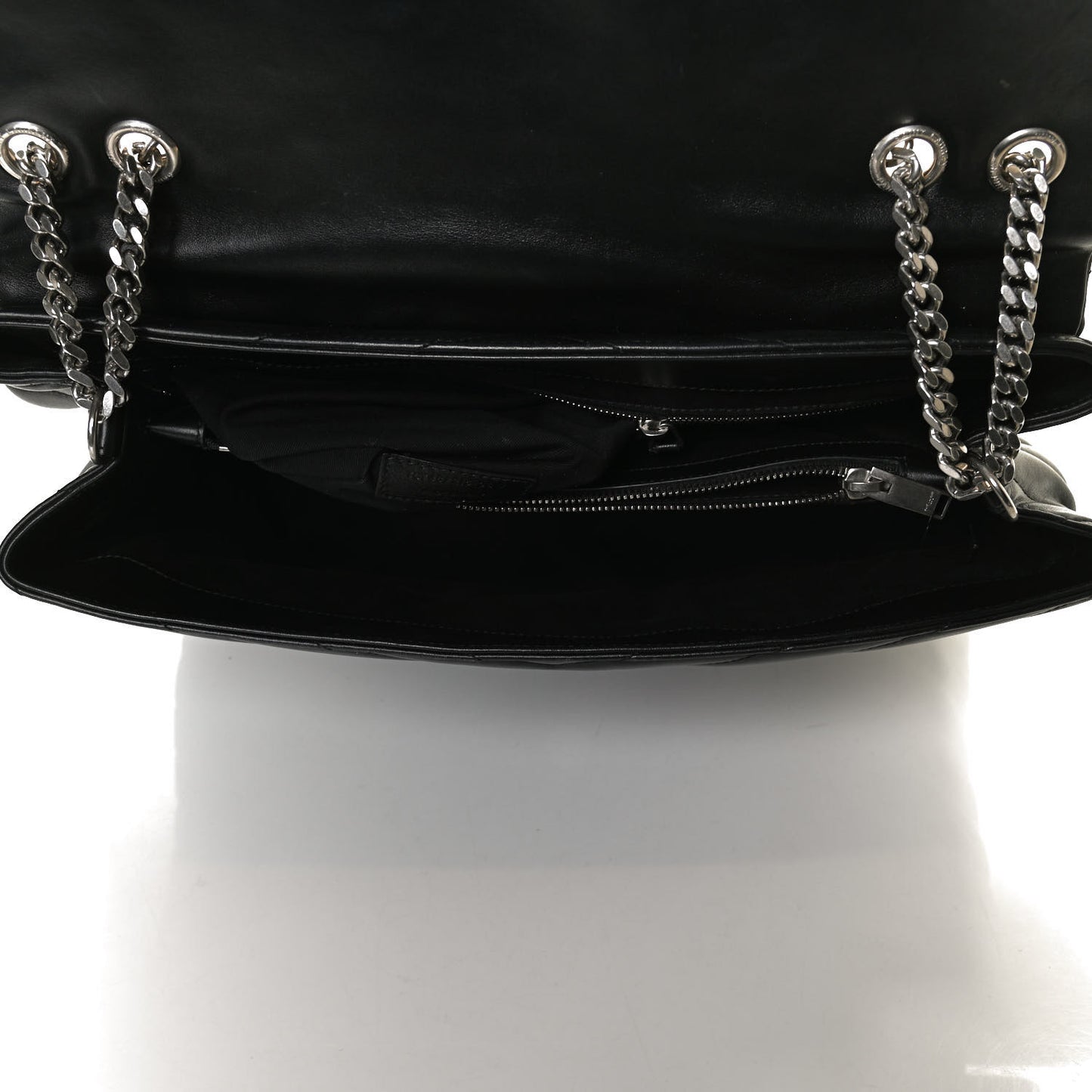 Calfskin Y Quilted Monogram Large Loulou Chain Satchel Black