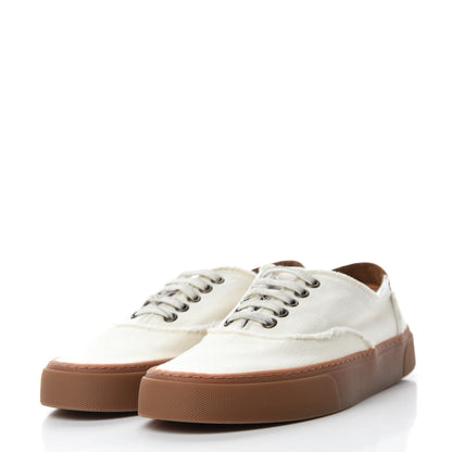Saint Laurent Distressed Canvas Womens Venice Sneakers 38.5 White 3 of 9