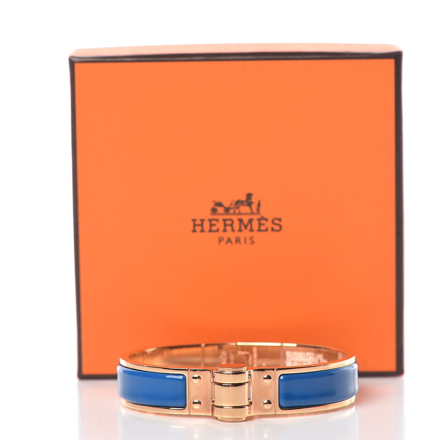 Enamel Charniere Uni Narrow Hinged Bracelet S Bleu Intense