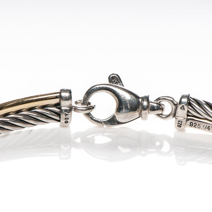 David Yurman Sterling Silver 18K Yellow Gold 3mm Crossover Bracelet 4 of 7