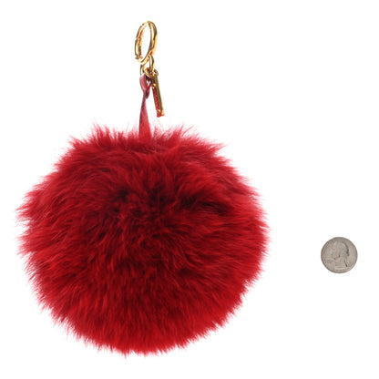 Fendi Fox Fur Shiny Nappa Heart Pom Pom Bag Charm Rosso Rosa 2 of 5
