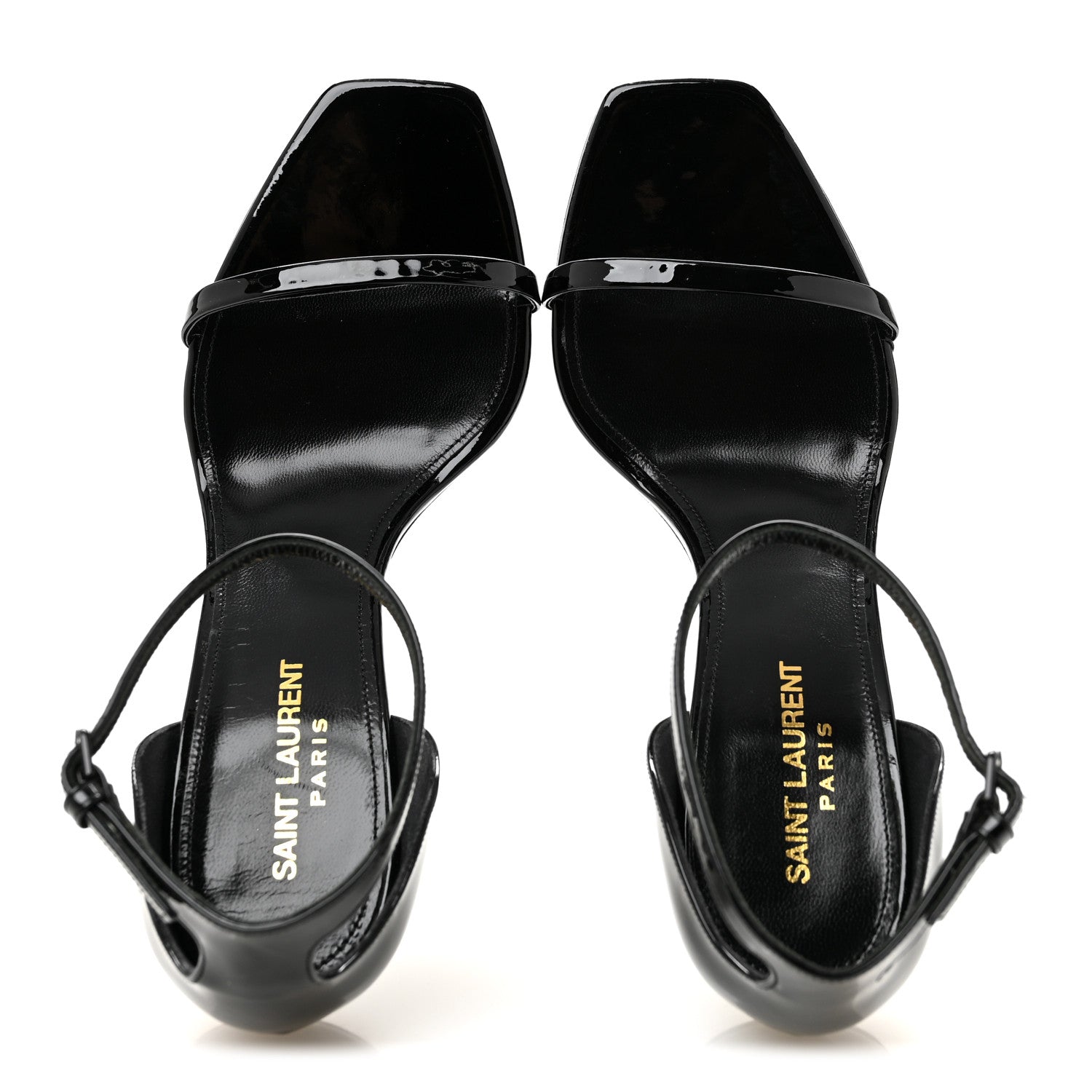 Saint Laurent Patent Calfskin Opyum 85 Sandals 38.5 Black 2 of 10