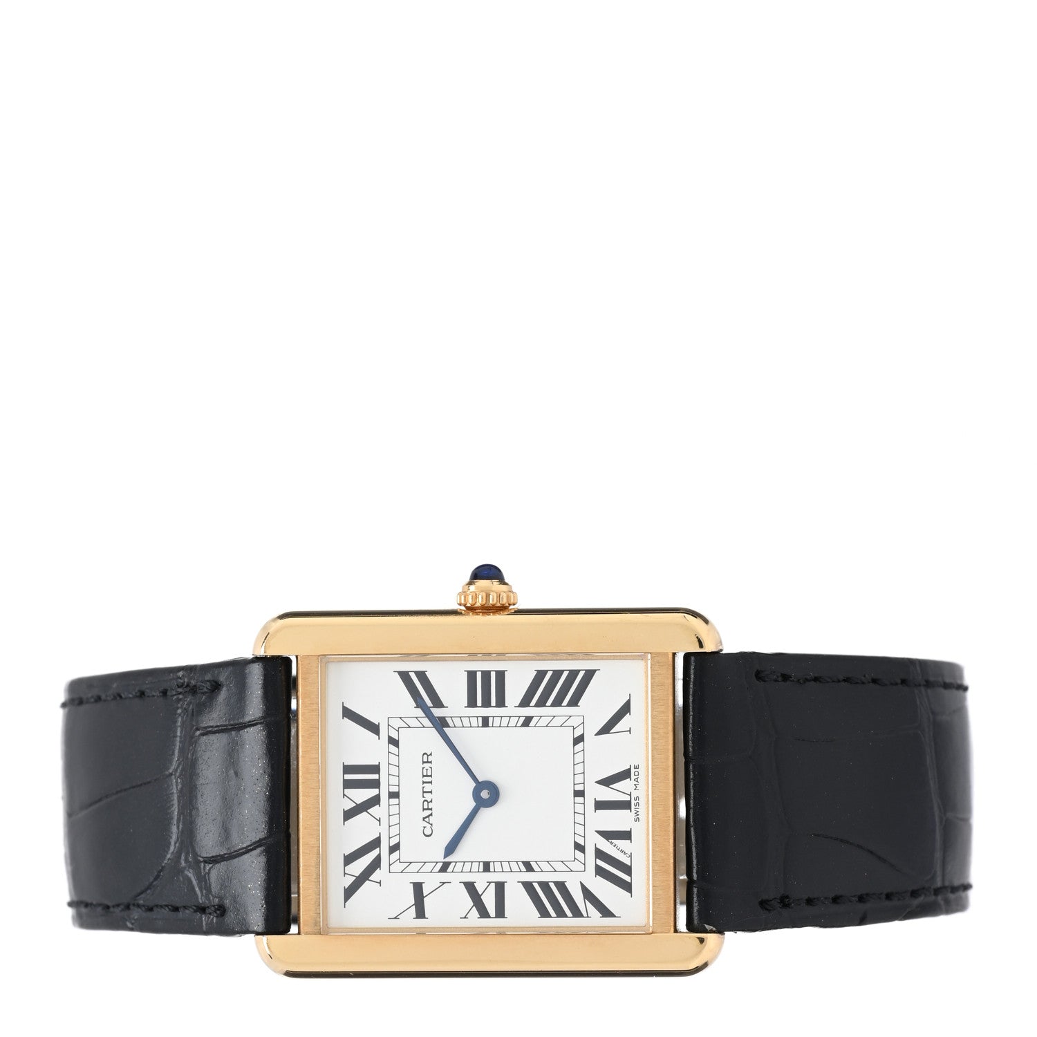 Cartier Stainless Steel 18K Yellow Gold Alligator 27mm Tank Solo Quartz Watch 2 of 5
