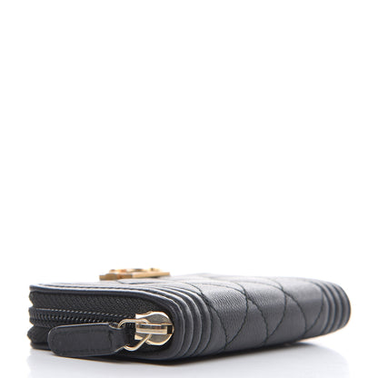 Chanel Caviar Quilted Boy Zip Around Coin Purse Wallet Black 4 of 8