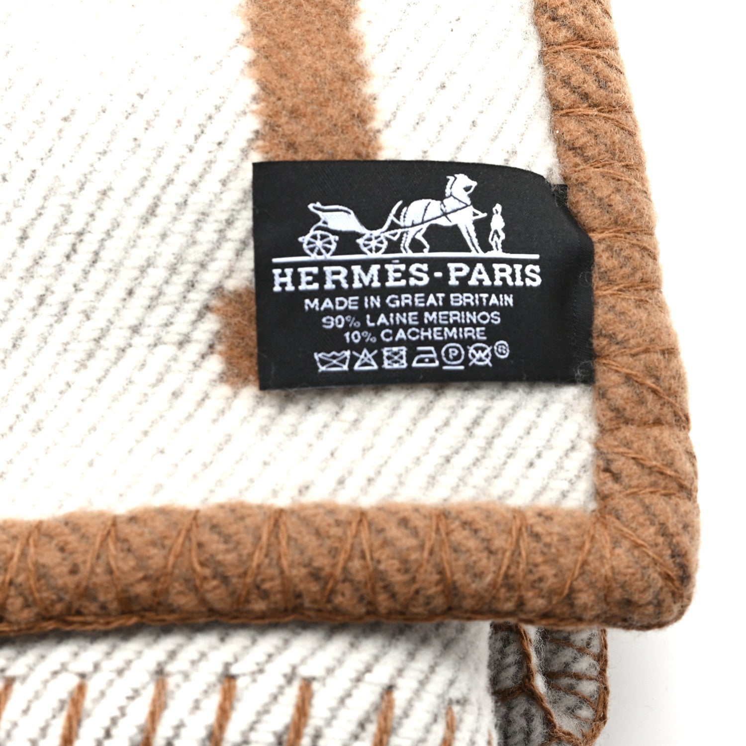 HERMES エルメス ブランデンブルク エコルセ クッション Hermes Wool Cashmere Avalon Pillow PM Ecru Camel 1861329
