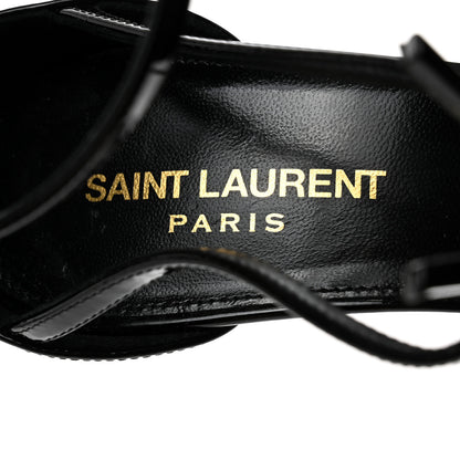 Saint Laurent Patent Cassandra 100 Ankle Strap Sandals 40 Black 7 of 8