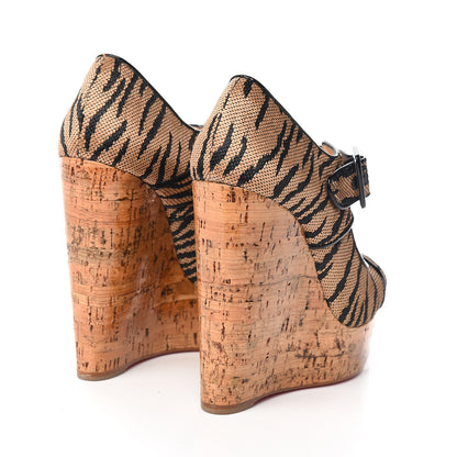 Christian Louboutin Panama Tiger Melides 140 Cork Wedges 39 Brown 4 of 9