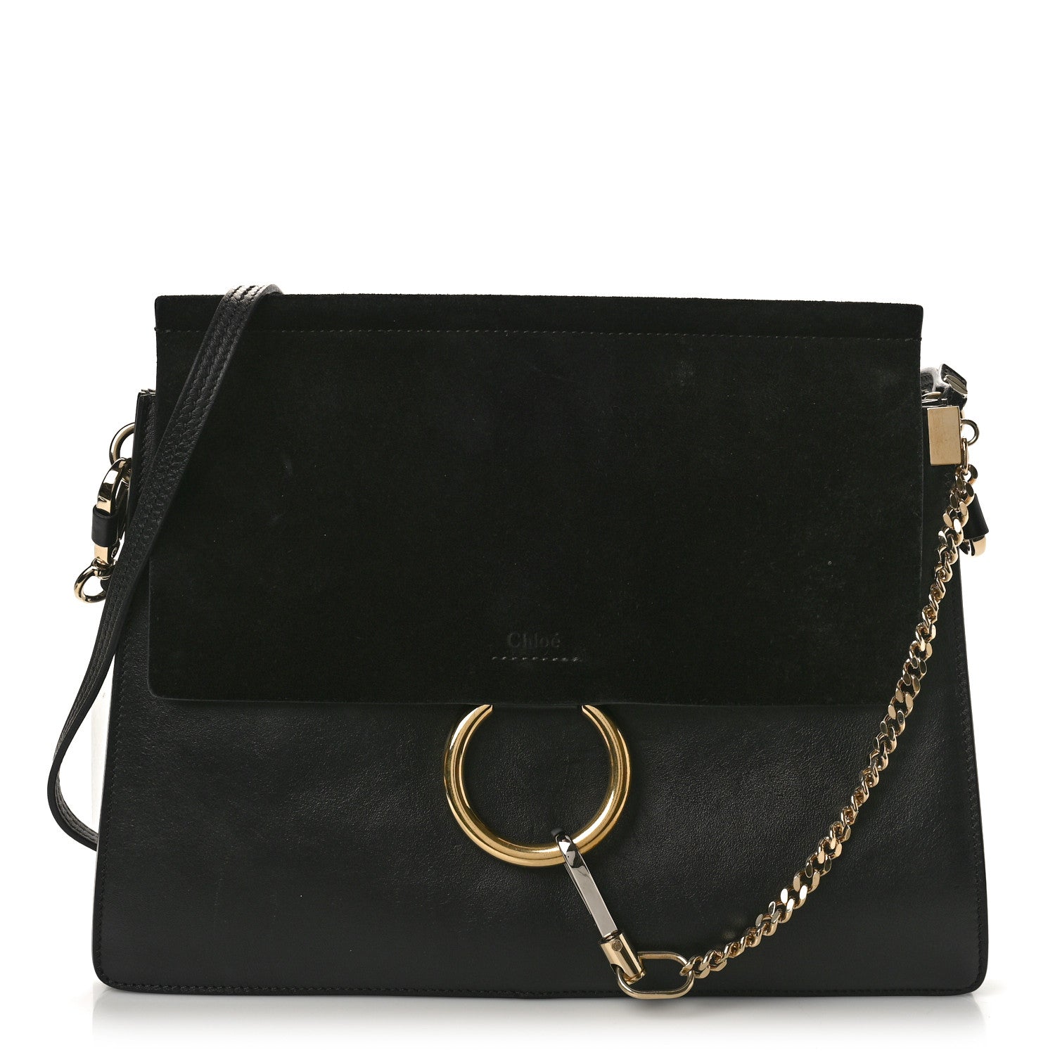 Chloe Suede Calfskin Medium Faye Shoulder Bag Black 1 of 11