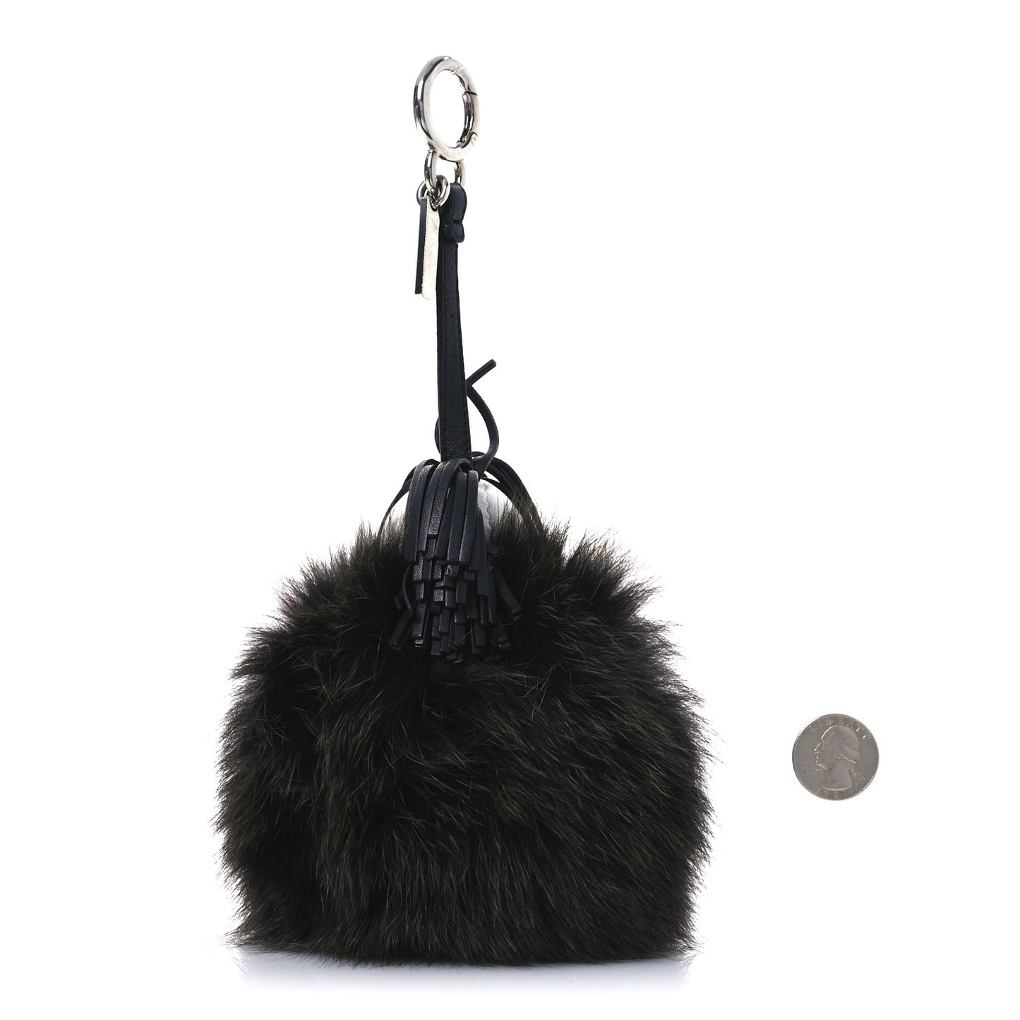 Fox Fur Shiny Nappa Bi-Color Super Karlito Pom Pom Bag Charm Moro Rosso Chiaro