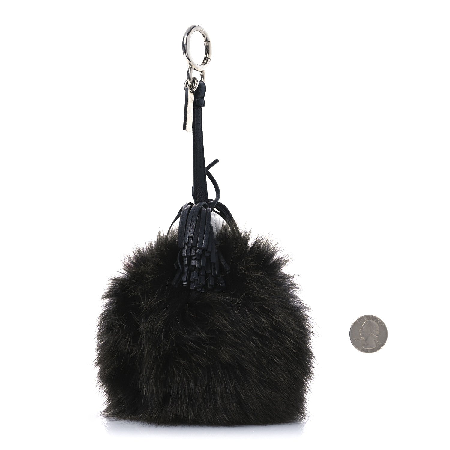 Fendi Fox Fur Shiny Nappa Bi-Color Super Karlito Pom Pom Bag Charm Moro Rosso Chiaro 2 of 4