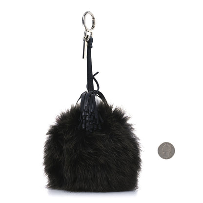 Fendi Fox Fur Shiny Nappa Bi-Color Super Karlito Pom Pom Bag Charm Moro Rosso Chiaro 2 of 4