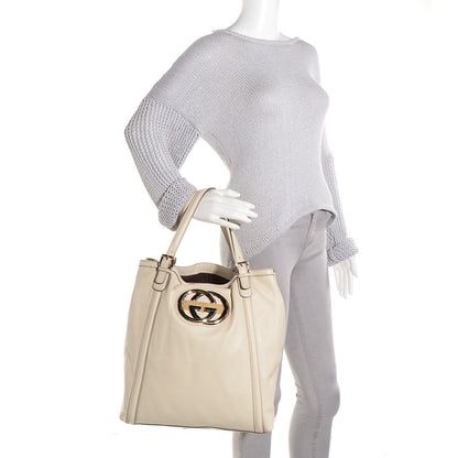Gucci Leather Web Large Britt Tote Off White 2 of 7