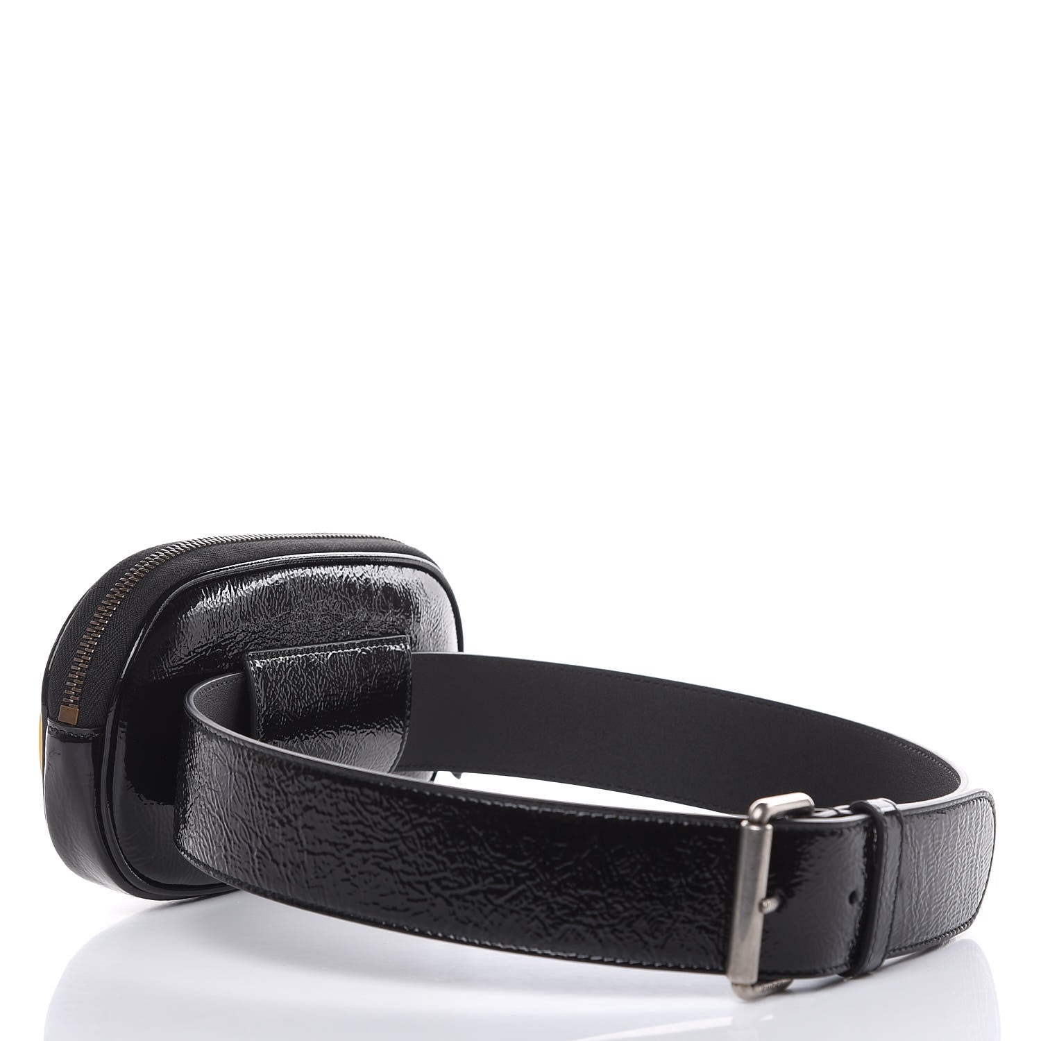 Gucci Patent Rubber Game Patch Logo Belt Bag 75 30 Black 3 of 11