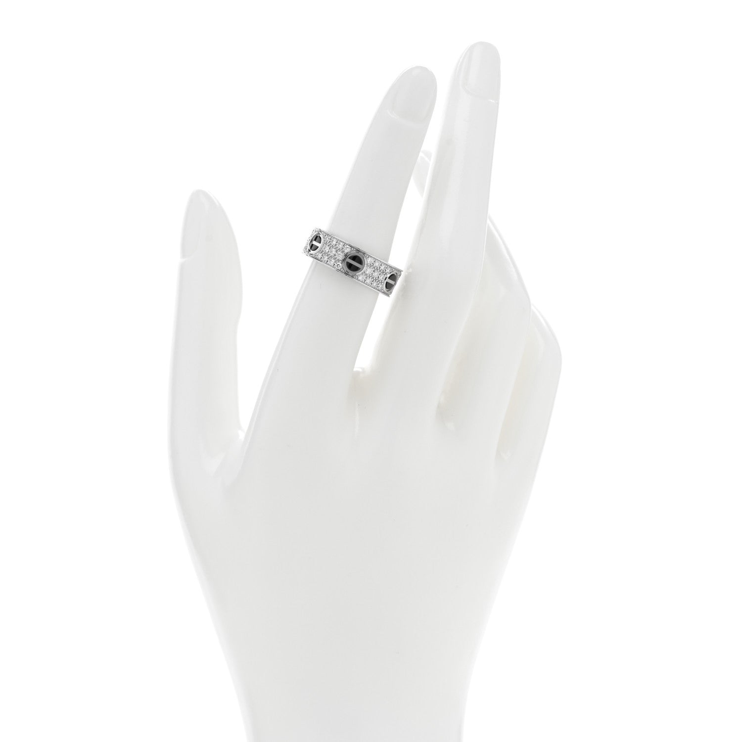 Cartier 18K White Gold Diamond Ceramic LOVE Paved Ring 53 6.5 2 of 4