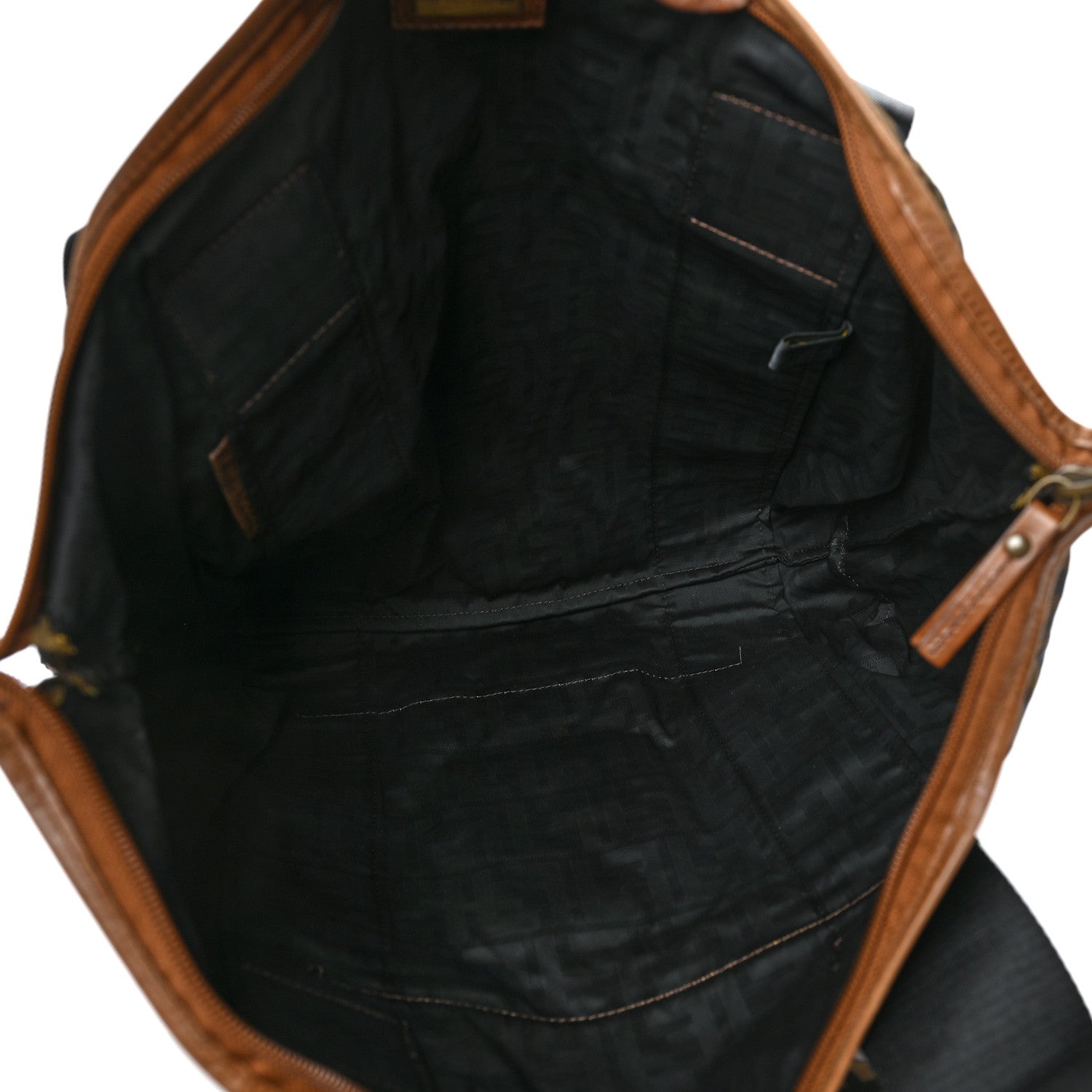 Fendi Zucca Vitello Patchwork Shoulder Bag Tobacco Sabbia 5 of 9