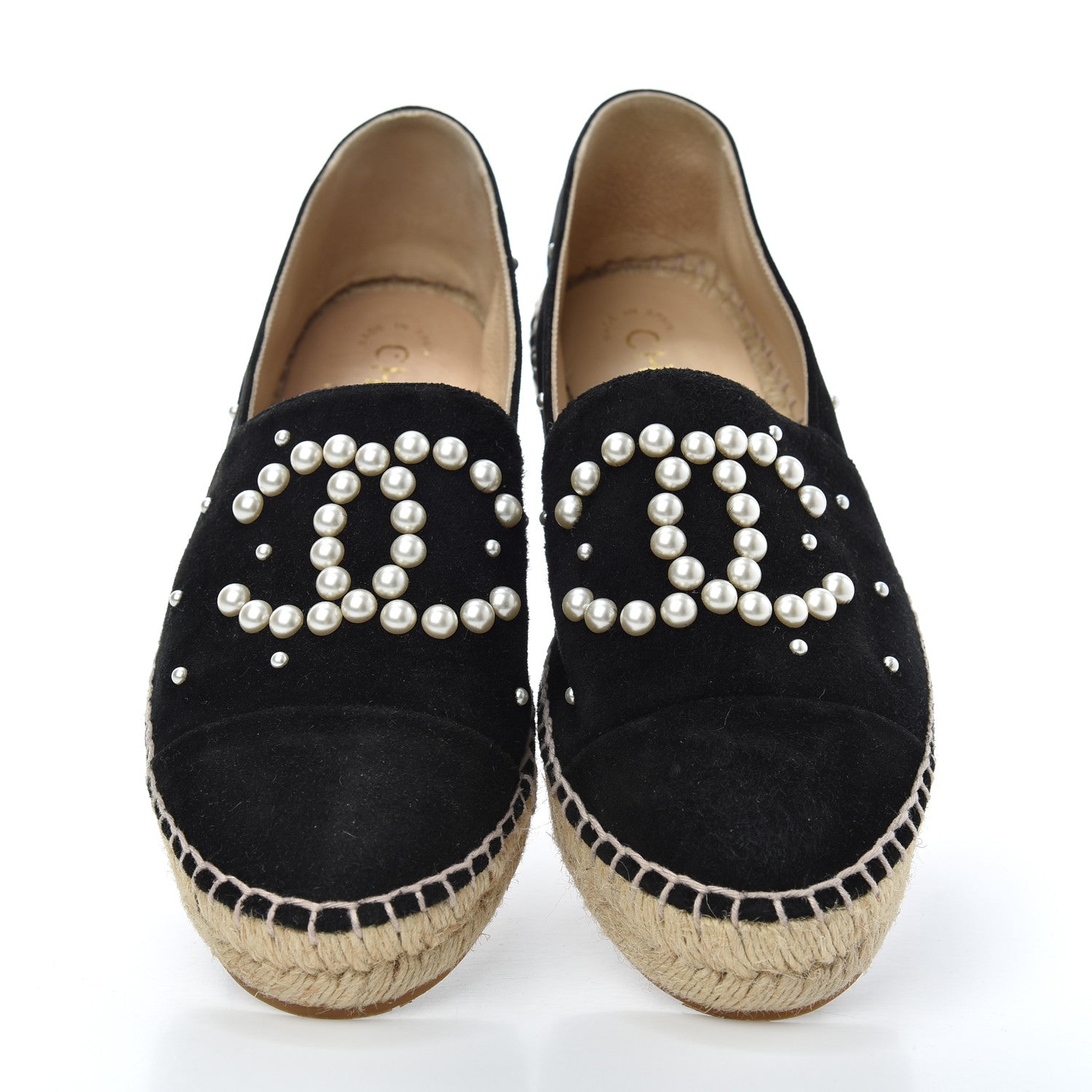 Chanel Suede Pearl CC Espadrilles 39 Black 5 of 10