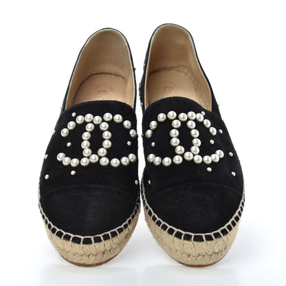 Chanel Suede Pearl CC Espadrilles 39 Black 5 of 10