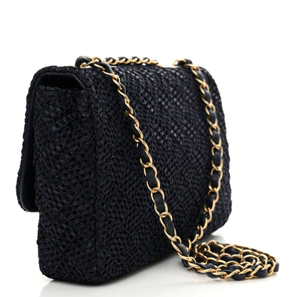 Chanel Raffia Crochet Medium Single Flap Bag Blue 3 of 14