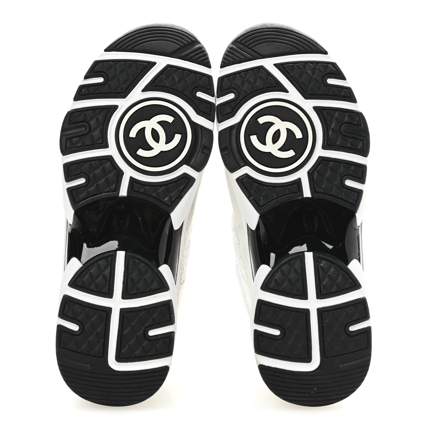 Chanel Painted Iridescent Cotton Tweed Suede Calfskin Womens CC Sneakers 36 White Silver Multicolor 6 of 10