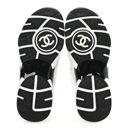 Chanel Painted Iridescent Cotton Tweed Suede Calfskin Womens CC Sneakers 36 White Silver Multicolor 6 of 10