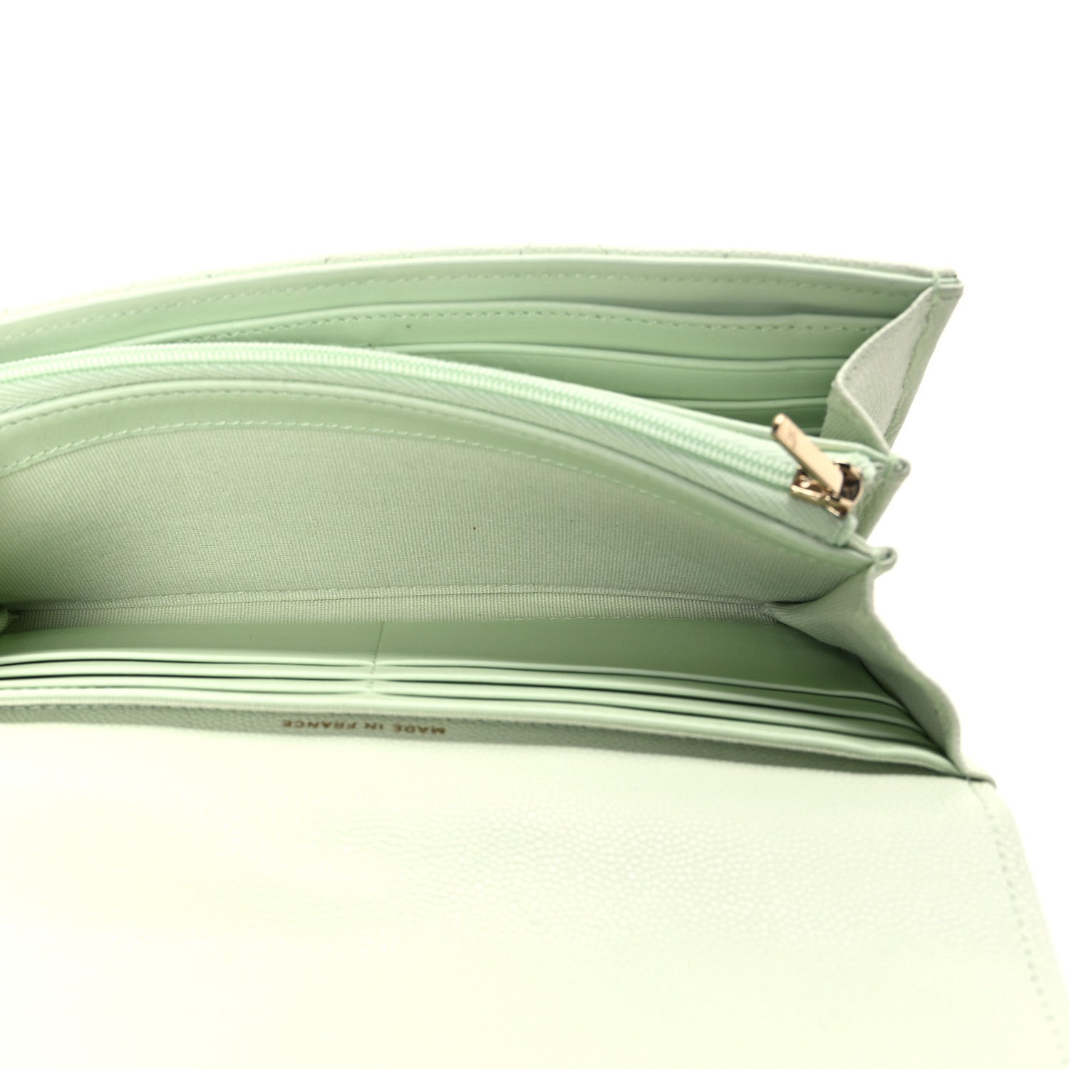 Chanel Caviar Quilted Large Gusset Flap Wallet Light Green 5 of 8
