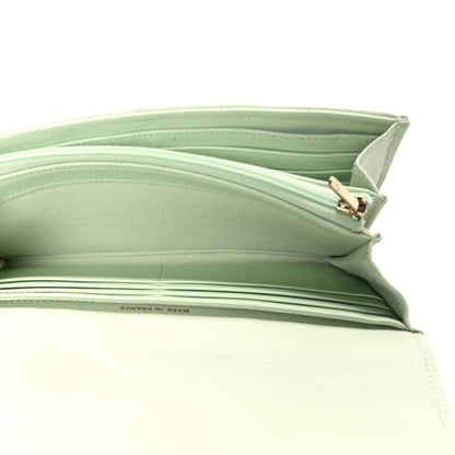 Chanel Caviar Quilted Large Gusset Flap Wallet Light Green 5 of 8