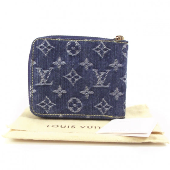 Denim Zip Compact Wallet Blue