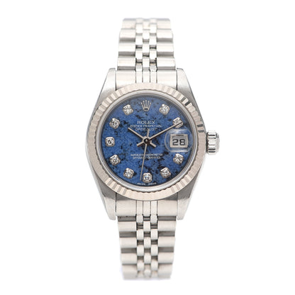 Rolex Stainless Steel 18K White Gold Diamond 26mm Oyster Perpetual Datejust Watch Sodalite 179174 1 of 6