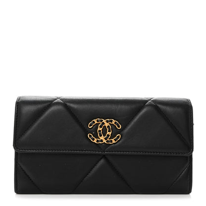 Chanel Lambskin Quilted Chanel 19 Flap Wallet Black 1 of 11
