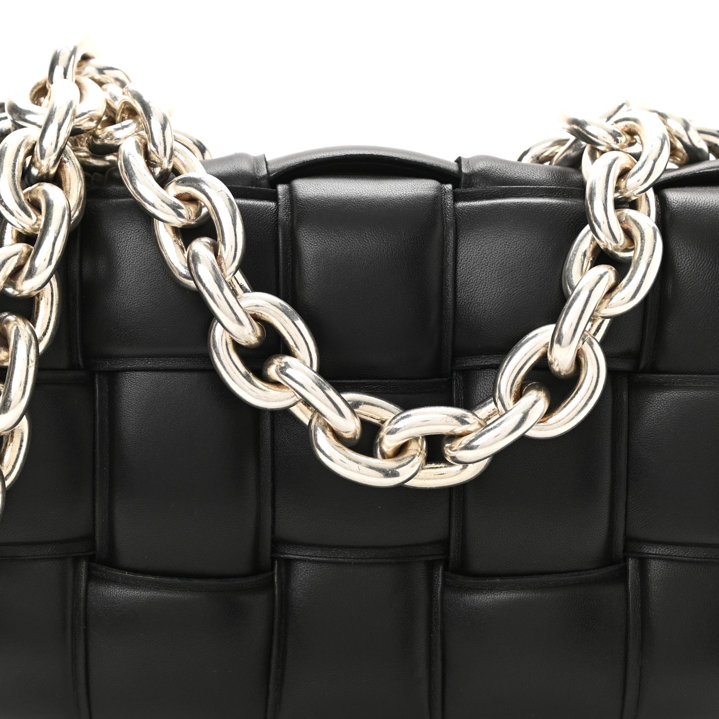 Lambskin Maxi Intreccio Padded Chain Cassette Crossbody Bag Black