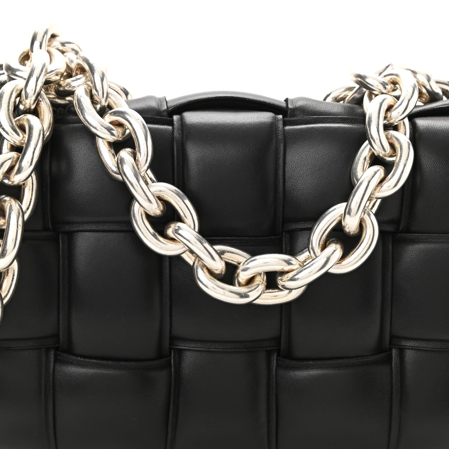 Bottega Veneta Lambskin Maxi Intreccio Padded Chain Cassette Crossbody Bag Black 9 of 11
