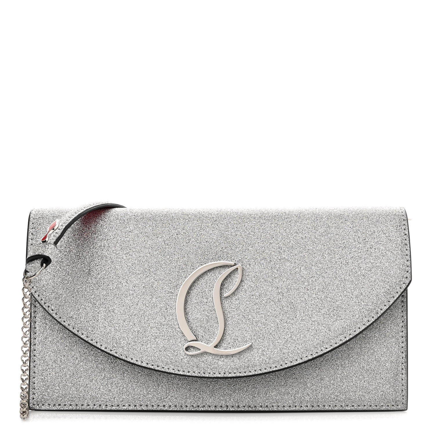 Christian Louboutin Glitter Calfskin Loubi54 Crossbody Clutch Silver 1 of 13