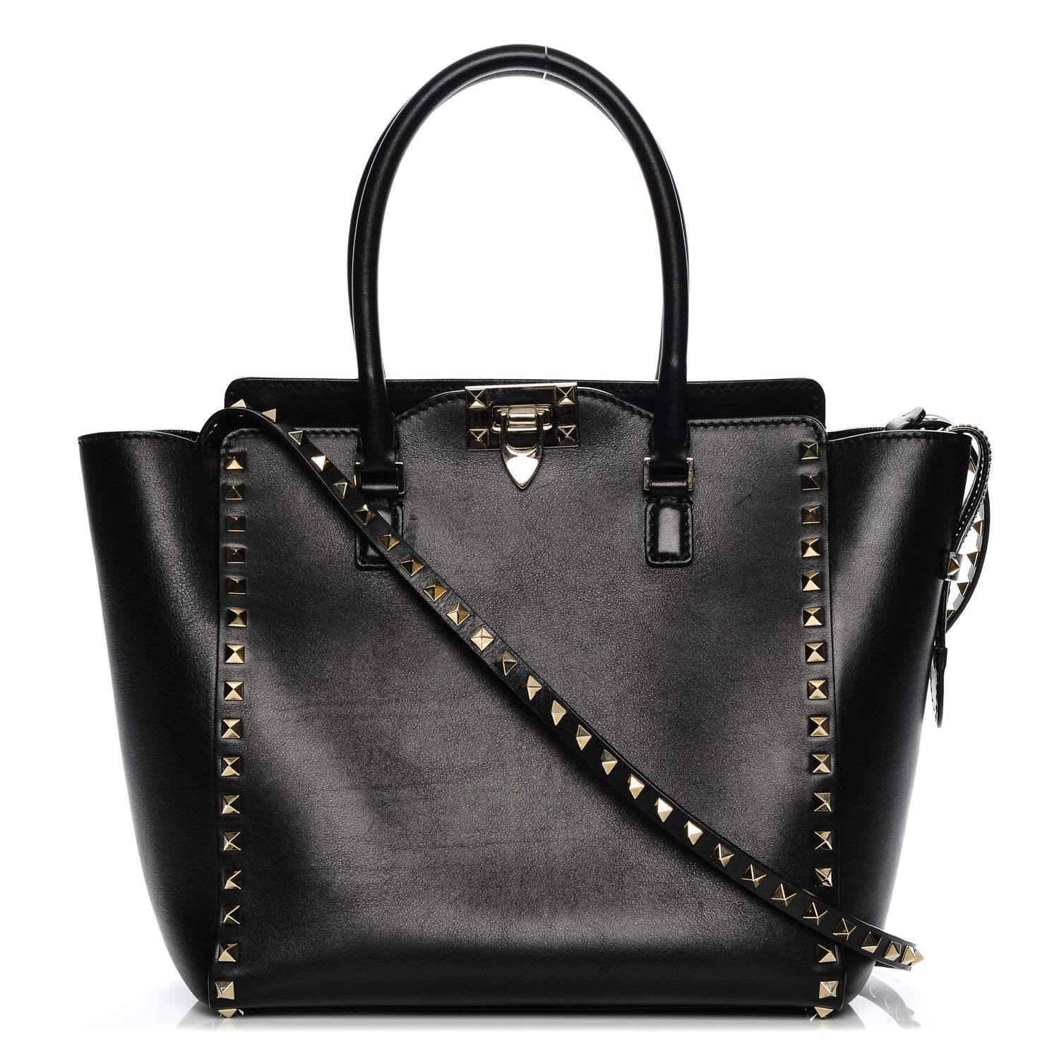 Valentino Garavani Vitello Rockstud Double Handle Tote Black 1 of 7